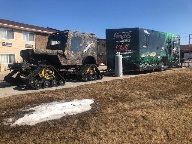 Ice Fishing Houses and Tracks